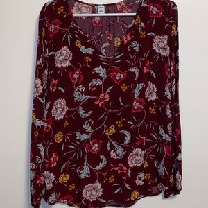 Maroon floral blouse